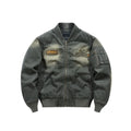 KY Washed Vintage Zipper up Contrast Stitching Worker Jacket Men Homme Varsity Jackets for Man Quilted Bomber Jacket