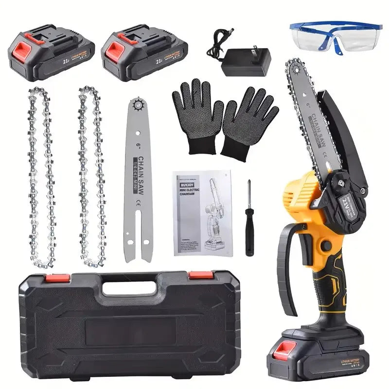 Professional Cordless Electric Chainsaw 6 Inch for Wood Cutting Battery Powered Chainsaw Yard Care