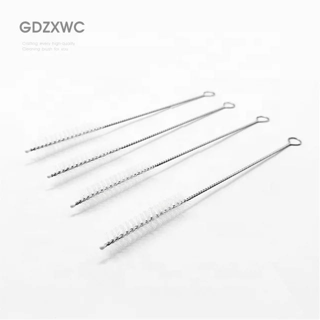Stainless Steel Handle Ended Hanging Hole Brush Straw Tube Brosse Mini Oil Brush Kettle Nozzle Bottle Lid Kitchen Cleaning