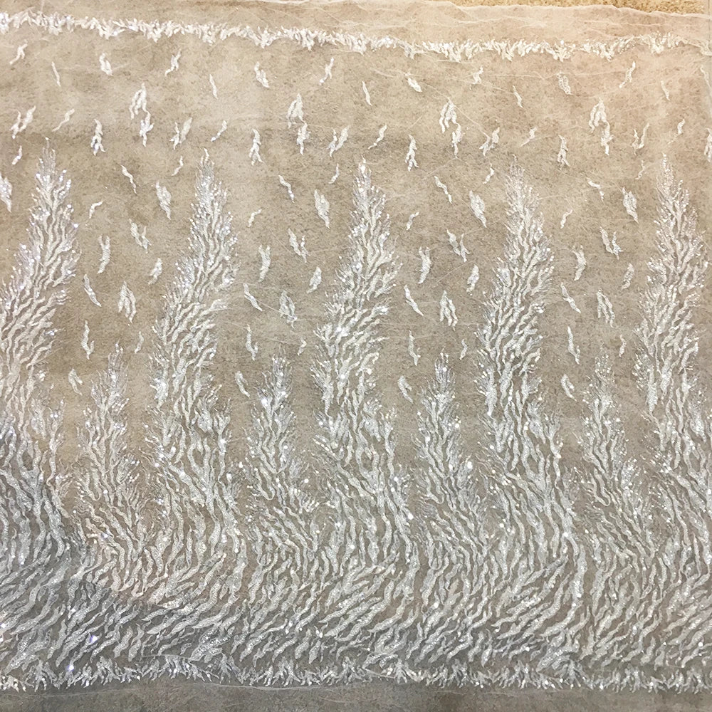 French Handmade Embroidery Stones Beaded Lace Fabric Luxury Sequin Lace Fabric for Nigerian Bridal Weddings