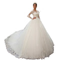 2025 New Style Round Neck Long Sleeve Slimming French Wedding Dress Gown Slimming Tailor Made for Special Occasions