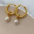 Detachable Twisted Circle Irregular Baroque Pearl Earrings Croissants Gold Drop Earrings for Women French Vintage Luxury Jewelry