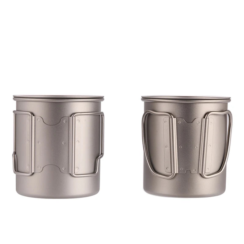 Titanium Cup 300ml Foldable Handle Titanium Pot with Lid & Mesh Bag Outdoor Camping Ultralight Water Tea Camping Mug camping accessories