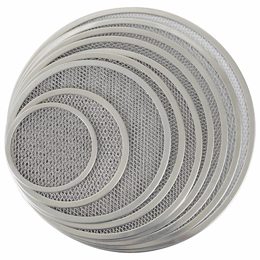 Customizable Logo Pizza Tray Tools Factory Supply Metal Pizza Screen Aluminum Alloy Seamless Mesh Pan for Baking Domestic Pizza