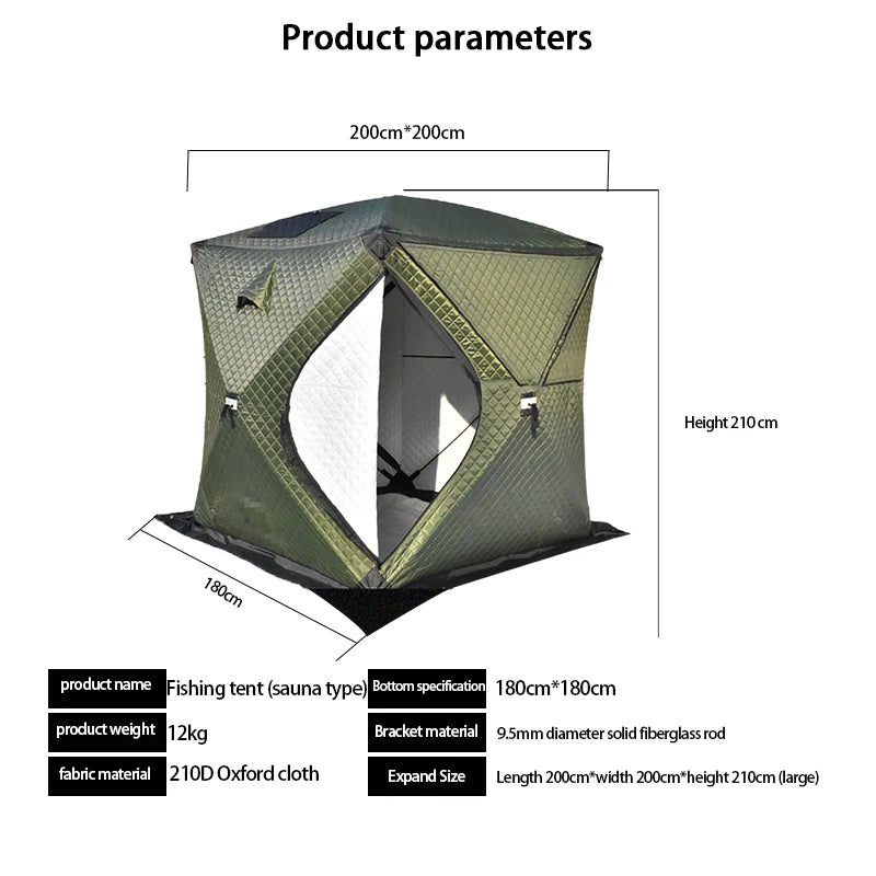 Outdoor Camping Carp Insulated Winter Ice Fishing Fish Tent Bivvy Tent for Winter Fishing Cube Bivvy Waterproof Big Truck Pickup