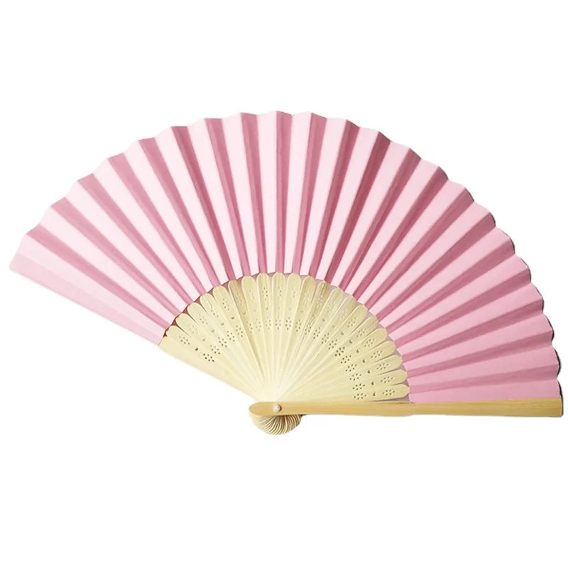 New Product Pink Japanese Style Paper Wedding Folding Fans for Summer Hoiding Wedding Decoration