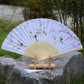 Festival Fan Personal Folding Flower Cloth Hollow Bamboo Bone Hand Fans for Wedding Handfan Custom Bone