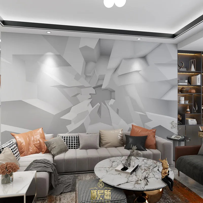 Office Background Wall Wallpaper Company Front Desk Wall Cloth Industrial Style 3D Concave And Convex Relief Tv Wallpaper