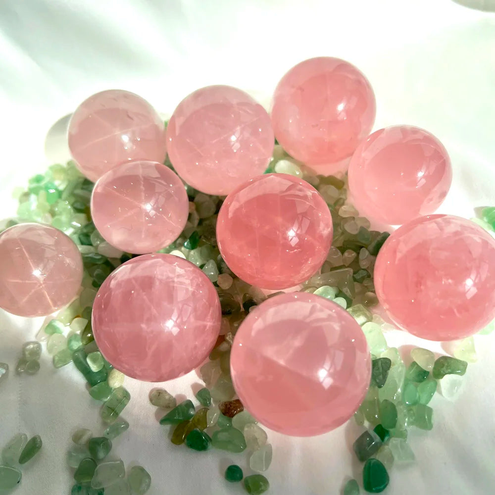 Wholesale Natural Quartz Ball Crystal Healing Stones Star Rose Quartz Sphere for Fengshui Decoration