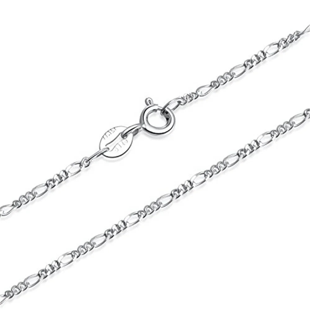 Thin 1.5mm 14-30 Inch Pure Genuine 925 Sterling Silver Thin Figaro Link Chain Necklace for Girl Women