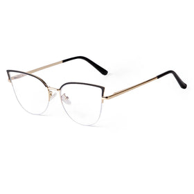 STORY PSTY95881 Stainless Steel Metal Frame Eyeglasses Spring Hinge Optical Frame Cat Eye Blue Ray Glasses Anti Blue Light