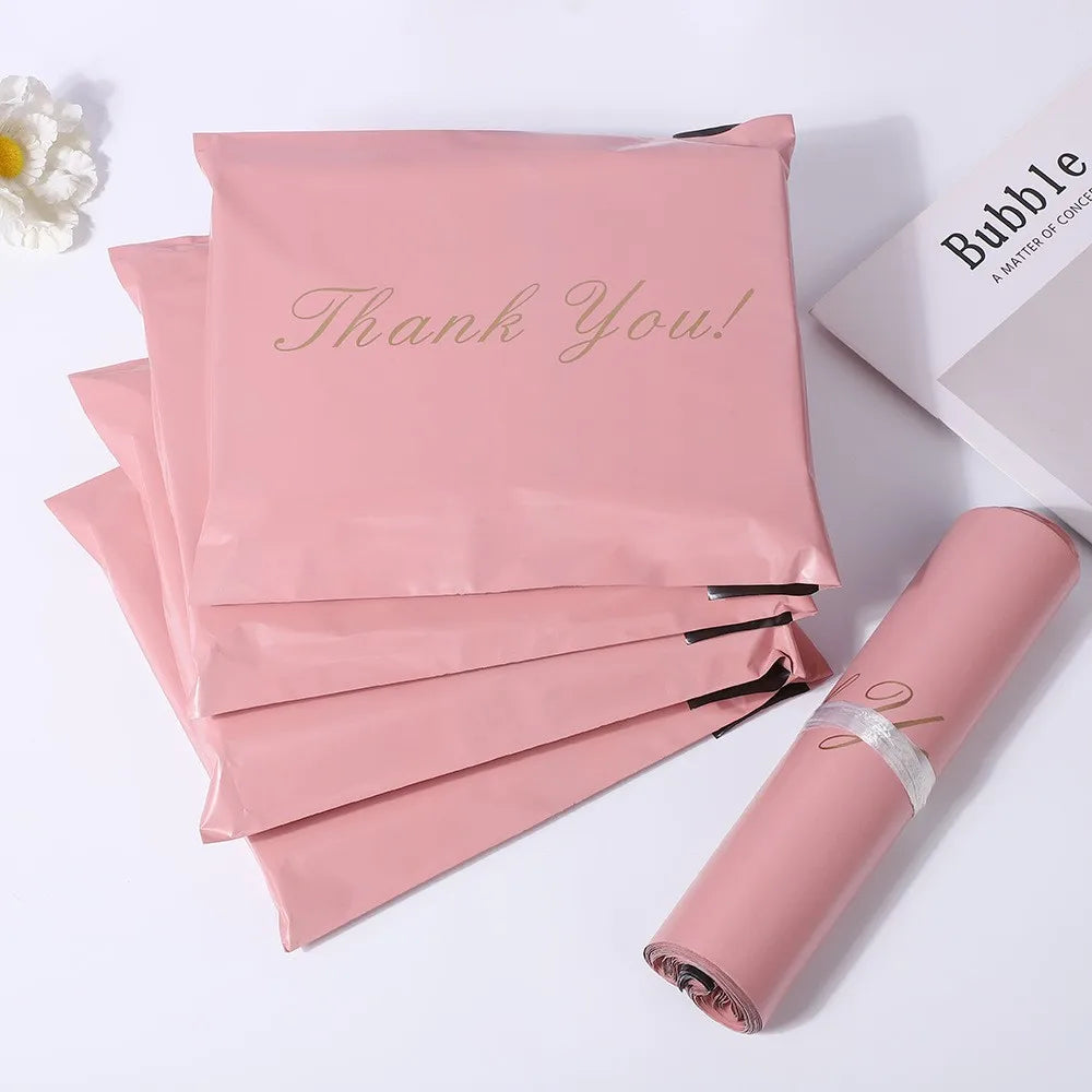 Pink Thank You Parcel Bag Custom Printed Envelope Poly Packing Plastic Clothing Mailing Shipping Bag