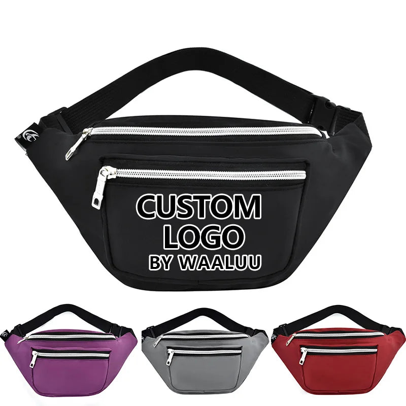 WAALUU Large Capacity Waist Packs Leisure Travel Sports Running Belt Bags Waterproof Women Fanny Pack Pack Banana Hip Purse
