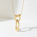 Fashion New Hot Selling Stainless Steel 18k Gold Jewelry Hollow Charm Irregular Oval Two Circle Pendant Necklace