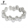 Fine 18k Gold Geometry Wire Beaded Rings for Women 925 Sterling Silver Fashion Adjustable Girls Ring Custom Jewelry Wholesale