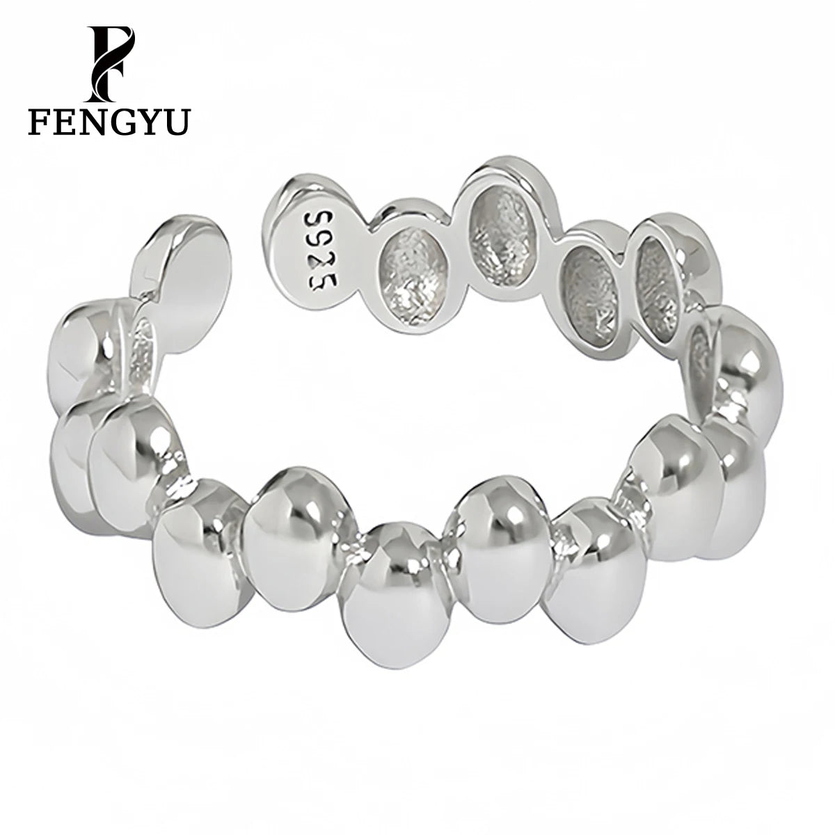 Fine 18k Gold Geometry Wire Beaded Rings for Women 925 Sterling Silver Fashion Adjustable Girls Ring Custom Jewelry Wholesale