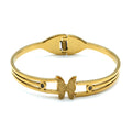 Fashion Jewelry Bangle 18K Gold Plated Water Proof Butterfly Charm Bangle Butterfly Stainless Steel Bangle