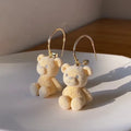 Cute Plush Bear Pendant Earring for Girls Women Korean Fashion Bear Ear Stud Jewelry Plush Bear Earring