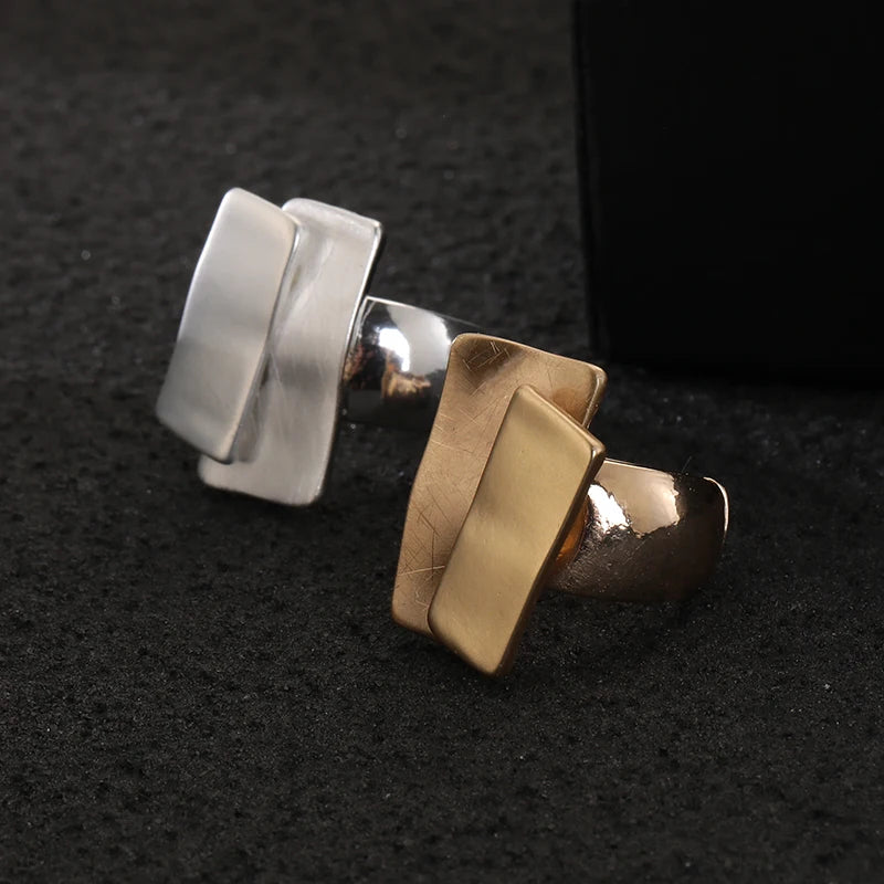 TongLing European Zinc Alloy Geometric Charm Rings Hammered Cocktail Party Statement Elastic Ring for Women