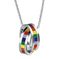 Wholesale Colorful Enamel Jewelry Stainless Steel Silver Rainbow Necklace Love Circle Necklace Rainbow Rings Necklace