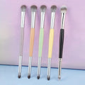Macaron Color Single Double Head Dual Purpose High Gloss Makeup Brush Soft Hair Portable Fluffy Blending Eye Shadow Powder Brush