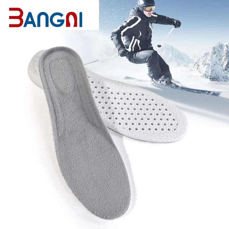 Winter Sports & Comfort Shoe Warmer Inserts Cold Flannel Thermal PU Insoles for Boots