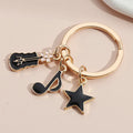 Music Lovers Key Chains Enamel Violin Cello Music Note Keyboard Disc Gramophone Piano Headphones Microphone Pendant Bag Key Ring
