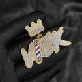 NUOYA Iced Out Moissanite Initial Letter Pendant Passes Diamond Tester Customized Crown Hook Hip Hop Pendant Jewelry Gift