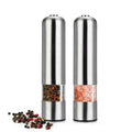 2Pcs Stainless Steel Electric Salt and Pepper Mill Set Automatic Herb Spice Grinder Adjustable Coarseness Kitchen Gadget Grinder