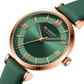 New Elegant Style Green Wristwatch CURREN 9079 New Top Luxury Women's Quartz Watches Fashion Leather Strap Ladies Clock Femme