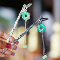 Imitation Jade Pendant Chinese Traditional Hair Pin Hanfu Hair Accessories Stick Chain Metal Hairpin Hair Chopstick with Charms
