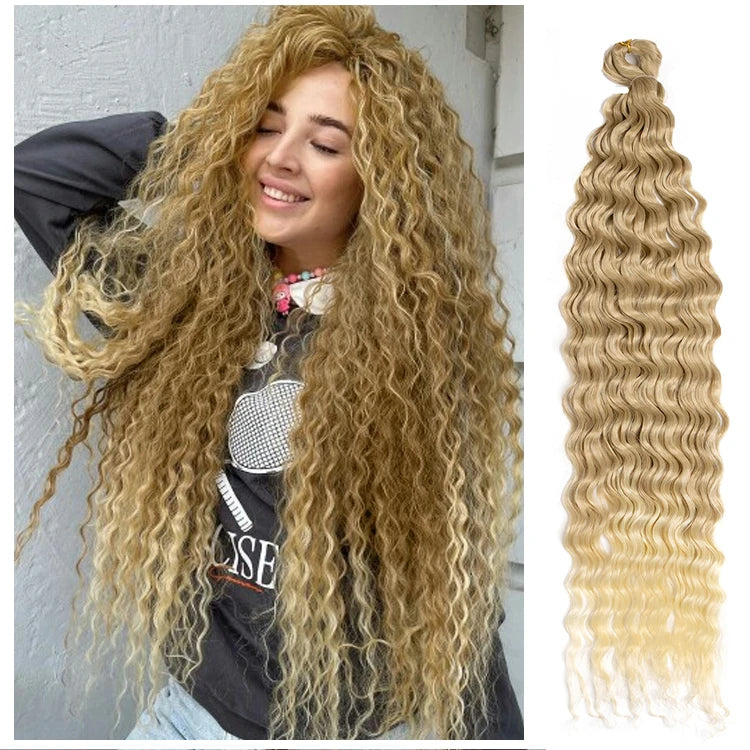 30 Inch Deep Wave Braiding Hair Long Wavy Synthetic Crochet Hair
