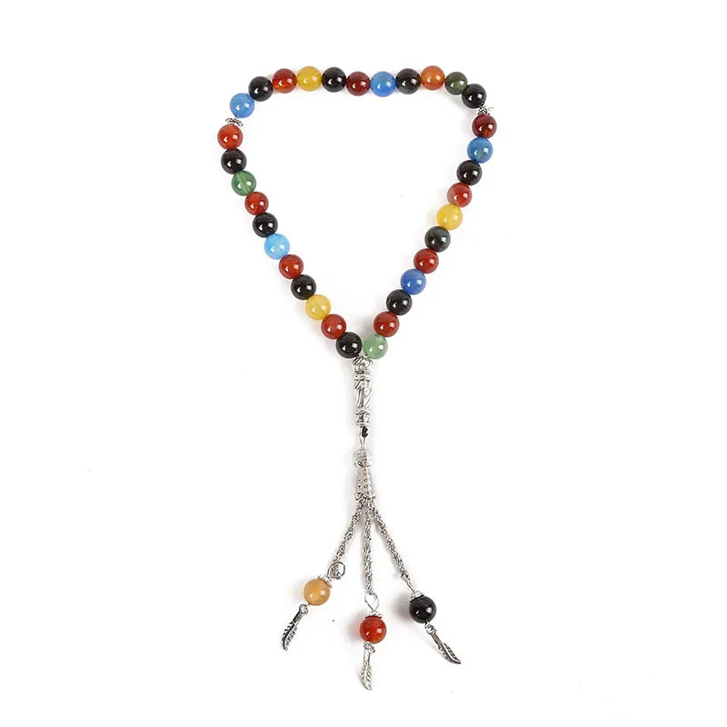 Natural 8MM 10MM Stone Beads Tassel Islamic Prayer Beads Muslim Prayer 33 99 Beads Tasbih Rosary Necklace MegaBDM