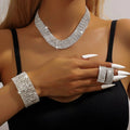 European & American Fashion Rhinestone Necklace Earrings Set - Wholesale Accessories for Evening Dress MegaBDM