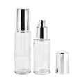 Free Sample Eco-Friendly 100ml Clear Glass Lotion Pump Bottles Flat Shoulder Cosmetic Foundation Screen Printing Pump Sprayer