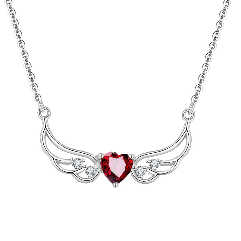YH JEWELLERY Trending White Gold Angel Wing Choker Cubic Zirconia Fine Jewelry 925 Sterling Silver Chain Necklace