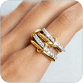 18K Vacuum Gold-plated 4 PCS Stacked Cubic Zirconia Ring Trendy New Fashion Interlocking Ring