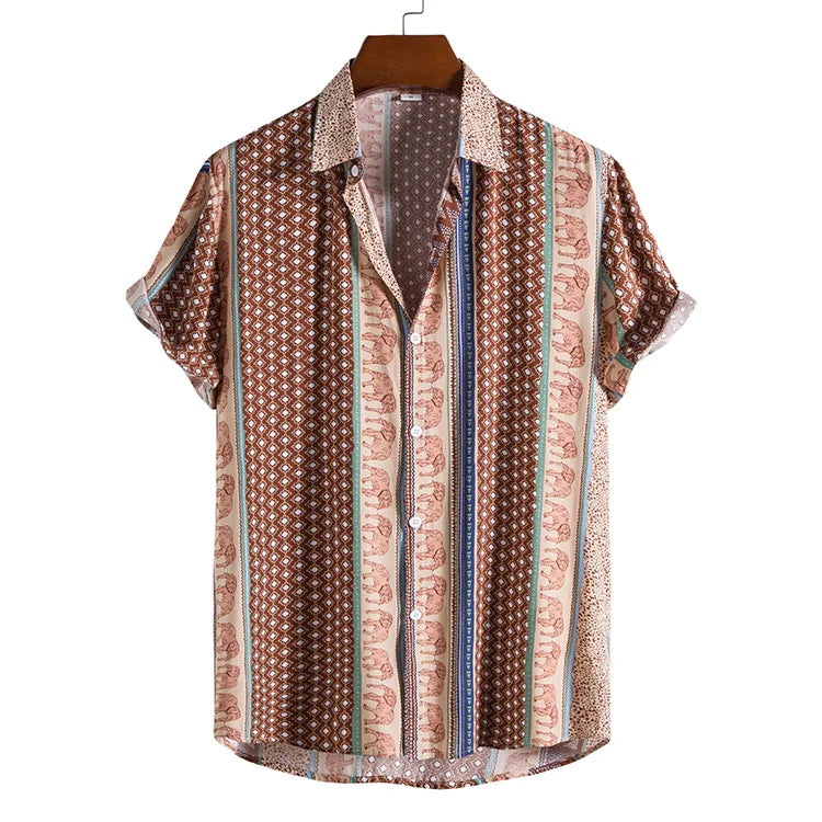 Hot Sale New Men's Fashion Trend Printed Short-sleeved Men Shirts Custom Shirt Manufacturer