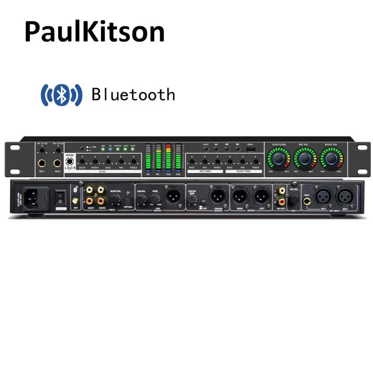 Paulkitson Professional FX12 Effector DSP Audio Processor Metal Karaoke Device Digital LED Display Screen Bluetooth Effector Dsp