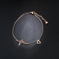 Women Titanium Stainless Steel Beat Wave Love Heart Ankle  Adjustable Heartbeat Heart Anklet
