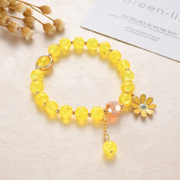 SC Hot Selling Best Friends Bead Bracelets Fashion Sunflower Charm Bracelets Colorful Poping Crystal Bracelets for Teen Girls
