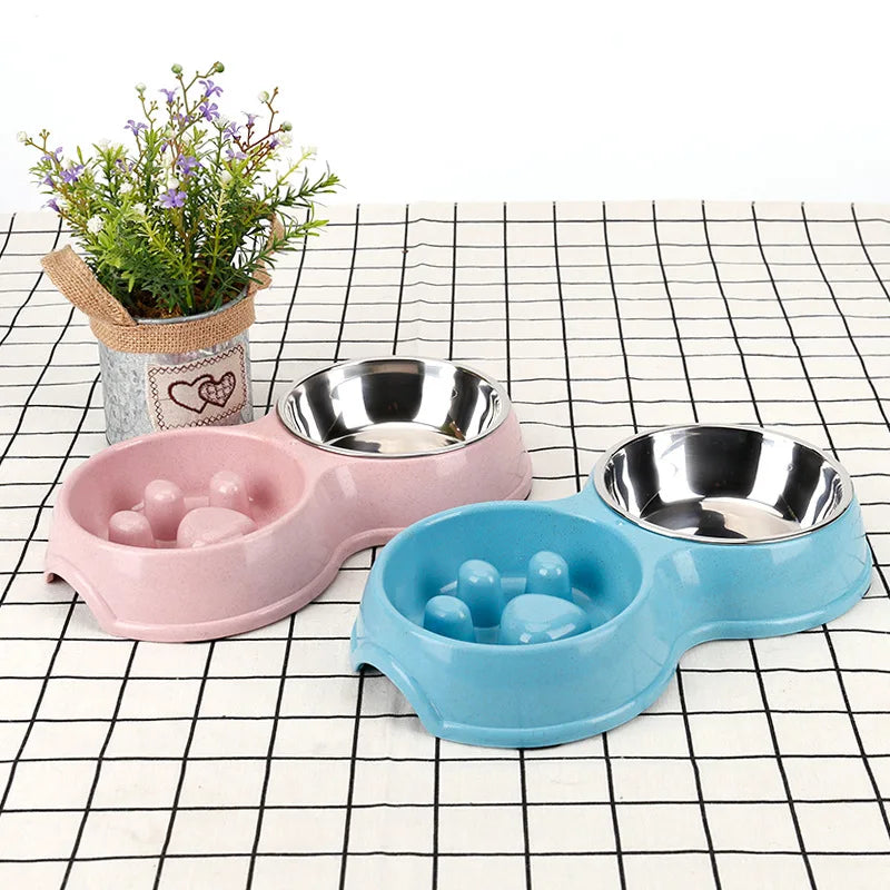Custom OEM Non-Slip Dog Bowl Stainless Steel Slow Feeder Travel-Ready Pet Food Dish Anti-Spill Outdoor Bowl Wholesale Bulk