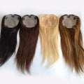 Natural Human Hair PU Thin Skin Base Lady Crown Top 613 Blonde Clip Women Hairpieces Topper With Silk Top Parting