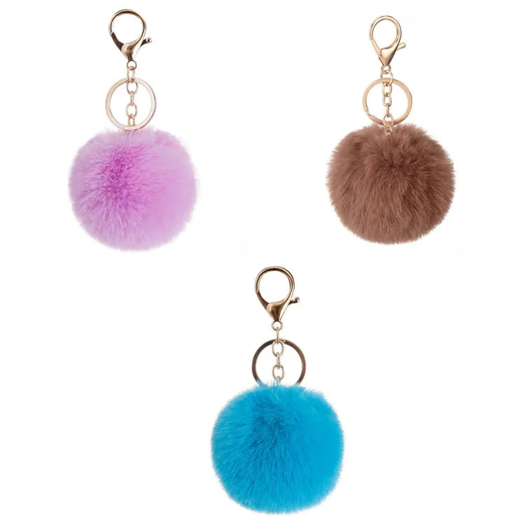 Round Plush Keychain Cartoon Accessories Multicolor Fur Ball Keychains Pompom Bulk Furball Puffballs Key Chains