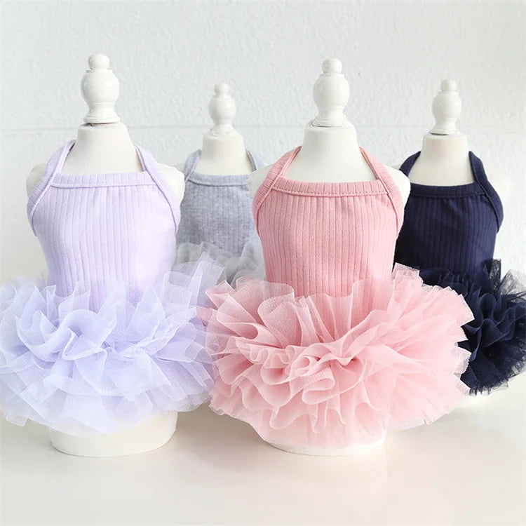 Elegant Spring Summer Puffy Skirt pink Dog Clothes Wedding Dress Dog Clothes Tutu for Dog