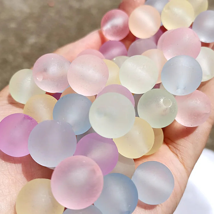 Wholesale 8-16mm Frosted Candy Color Acrylic Loose Beads Round Colorful Frosted Spacer Beads for Bracelet Necklace Findings