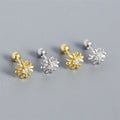 SP 925 Sterling Silver Stud Earrings  for Women Cubic Zirconia Stud Earring Screw Back Piercing Jewelry