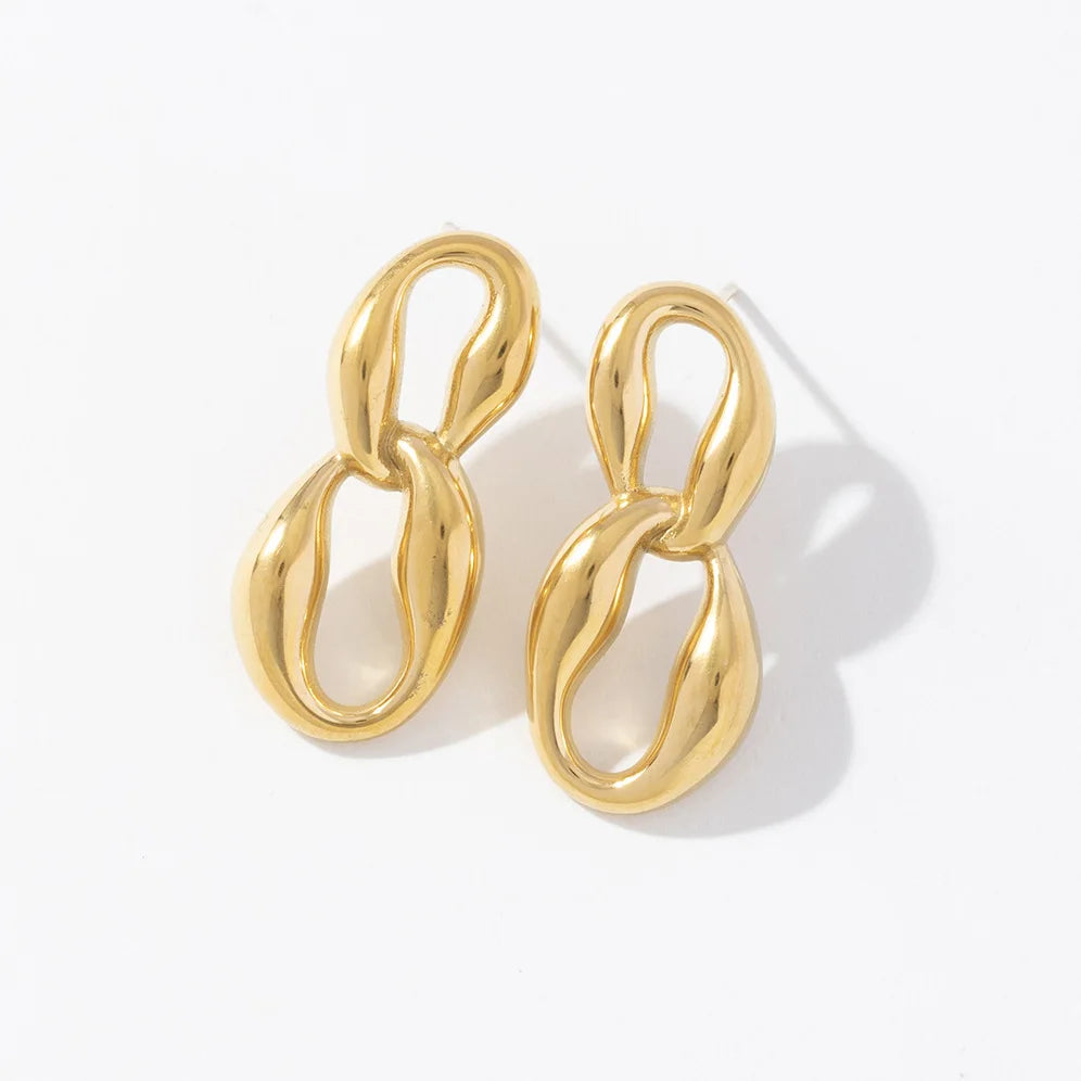 Minimalist Statement Small Irregular Oval Hoop Link Chunky Paperclip Women Dainty Gold Silver Chain Link Dangle Earrings