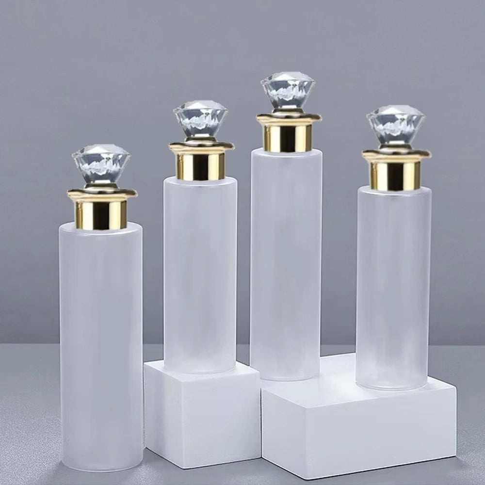 Stock 100ml-500ml High-grade PET White Gold Diamond Cover Scrub Cosmetic Body Lotion & Skin Care Serum Bottle
