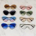 New Arrive European and American Fashion Cat Eye Diamonds Women Sunglasses Colorful Rimless Ladies Punk Sun Glasses